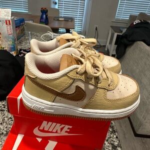 Nike Kids Air Force ones tan only worn twice